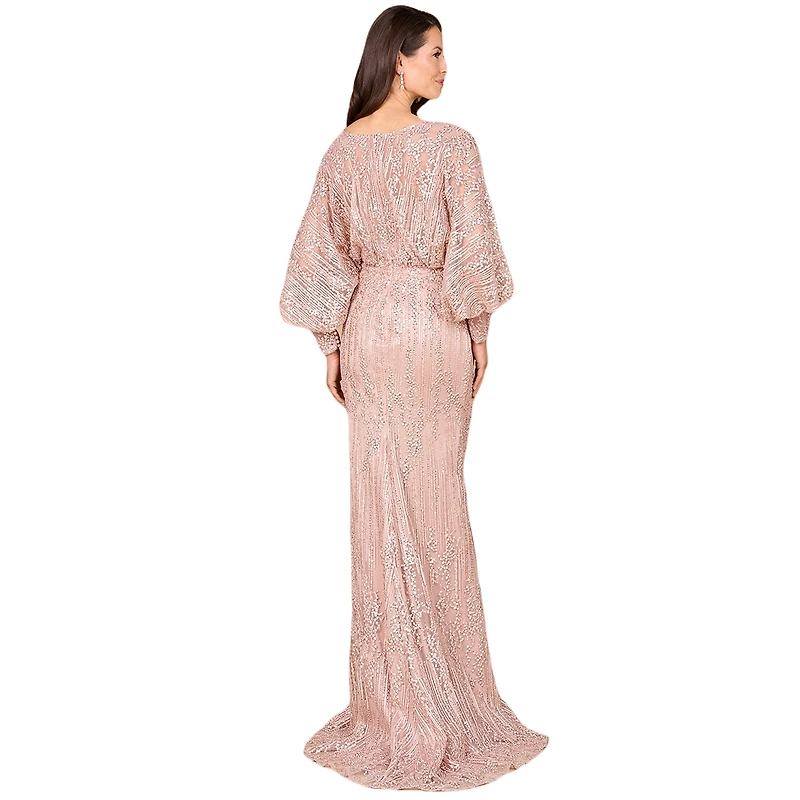 Lara Women's Long Bishop Sleeve Lace Gown