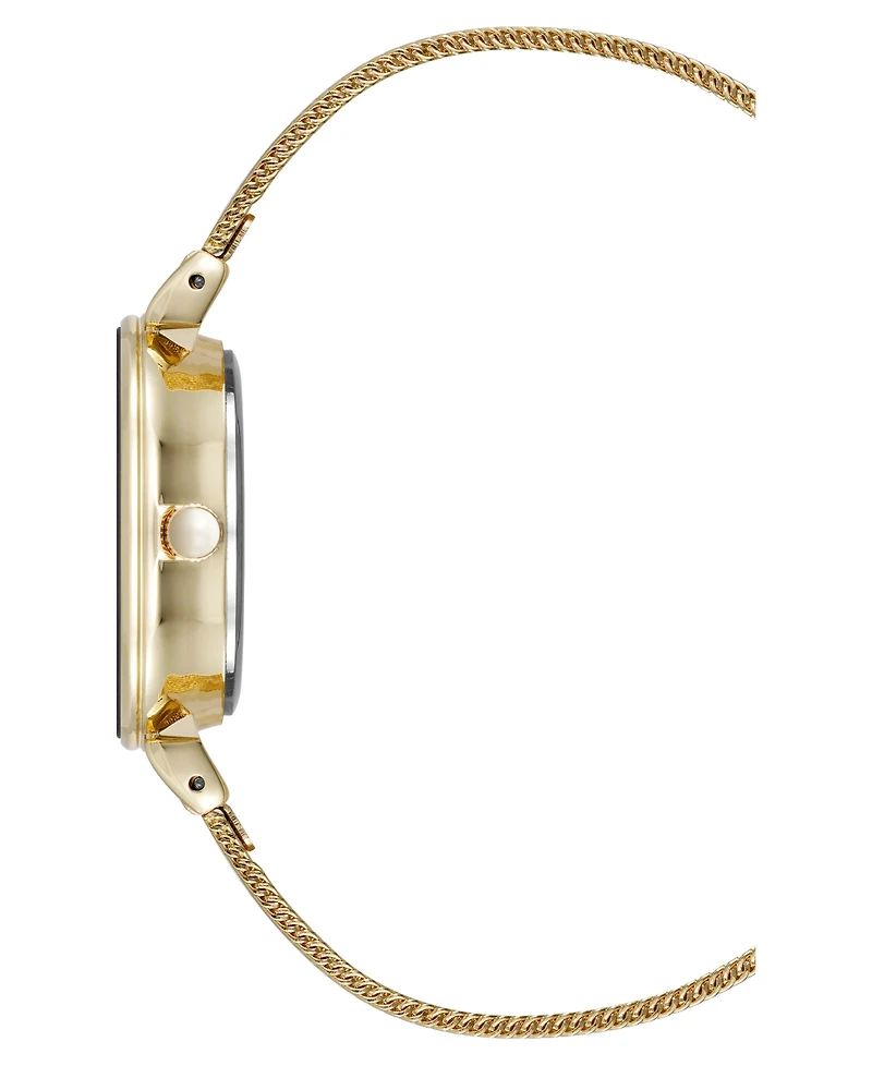 Anne Klein Women's Quartz Premium Round Gold-Tone Stainless Steel Mesh Watch, 29mm