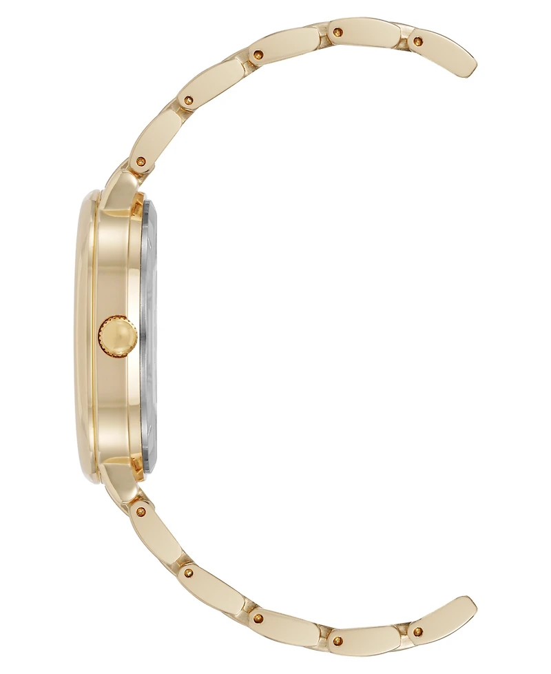 Anne Klein Women's Quartz Round Roman Numeral Gold-Tone Metal Alloy and Black Dial Watch, 32mm