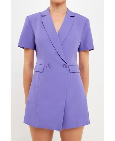 endless rose Women's Short Sleeve Blazer Romper
