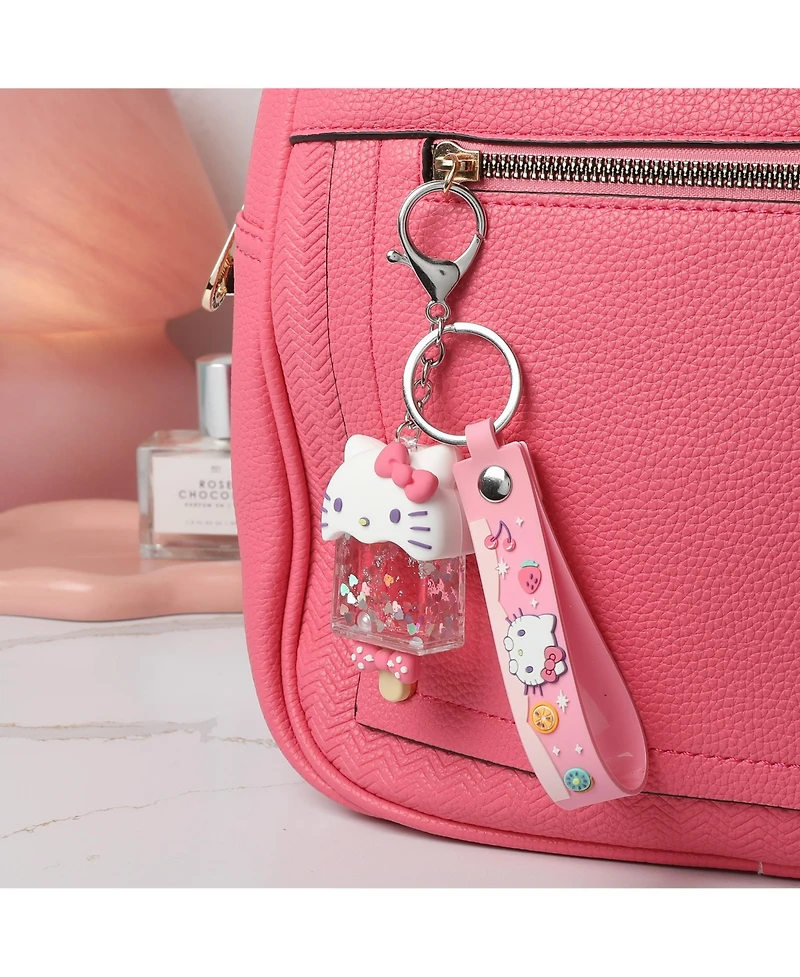 Hello Kitty Ice Cream Keychain with Glitter Charm and Pink Strap