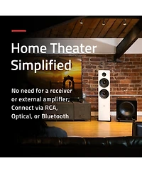 Fluance Ai81 Elite Powered 2-Way Floorstanding Tower Speakers, 150W Built-in Amplifier for 2.0 Stereo Music & Movie Listening, Tv, Turntable, Pc Blu