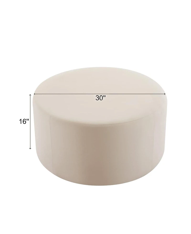Round Velvet Upholstered Ottoman Modern Minimalist Design, Versatile as a Footrest, Extra Seating, or Stylish Coffee Table Alternative-The Pop Home