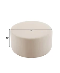 Round Velvet Upholstered Ottoman Modern Minimalist Design, Versatile as a Footrest, Extra Seating, or Stylish Coffee Table Alternative-The Pop Home