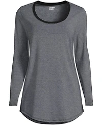 Lands' End Women's Long Sleeve Power Performance Scoop Neck Curved Hem Tunic Tee