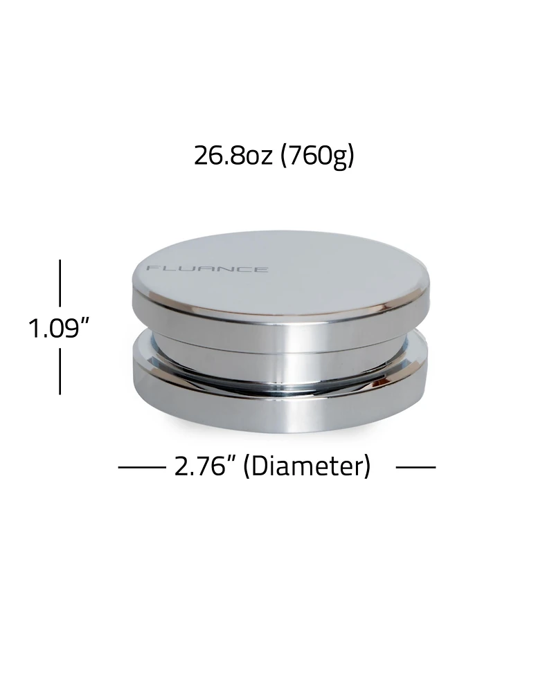 Fluance HiFi Vinyl Record Weight Stabilizer High Mass 760 gram Steel Lp Disc Turntable Accessory with Protective Velvet Pad for Vibration Damping (RW0