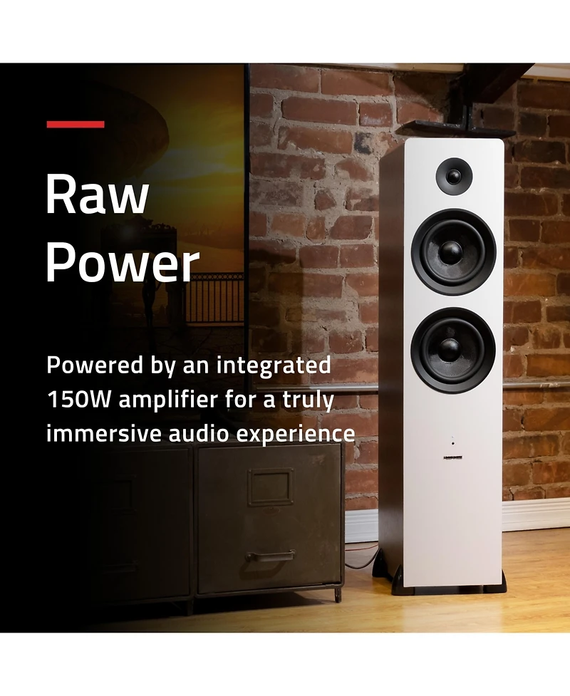 Fluance RT81 Elite High Fidelity Vinyl Turntable (White) with Ai81 Powered 2-Way Floorstanding Speakers (Bamboo), Diamond Stylus, Belt Drive, Built-in