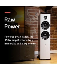 Fluance RT81 Elite High Fidelity Vinyl Turntable (White) with Ai81 Powered 2-Way Floorstanding Speakers (Bamboo), Diamond Stylus, Belt Drive, Built-in