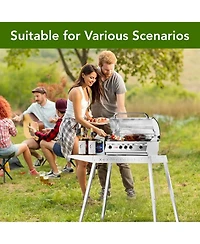 Cowsar 100% Food Grade 304 Stainless Steel Bbq Grill Table fits Tabletop Griddle, Indoor Grill Table with 4 Adjustable Legs, Portable Grill Stand for