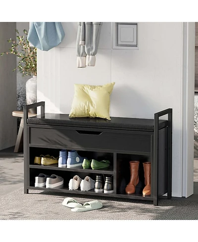 Shoe Storage Bench, Metal and Board Bench for Entryway
