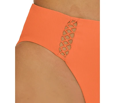 Becca Women's Modern Edge Rib High-Waist Bikini Bottoms