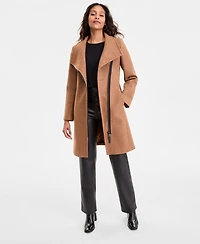 Dkny Women's Asymmetric Front-Zip Belted Coat, Exclusively at Macy's