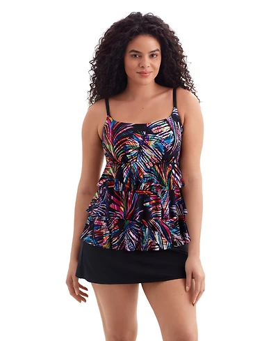 Longitude by Mimi Flamingo Fine China Faux Ruffle Skirtini Swimsuit