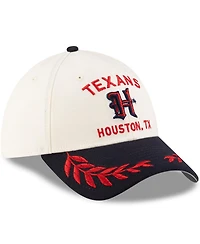 New Era Men's Cream/Navy Houston Texans 2025 Nfl Draft 39THIRTY Flex Hat