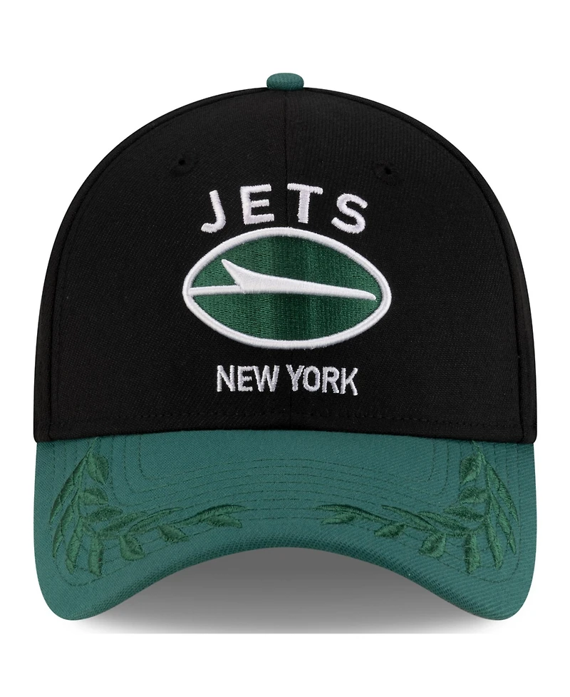 New Era Men's Black/Green York Jets 2025 Nfl Draft 39THIRTY Flex Hat