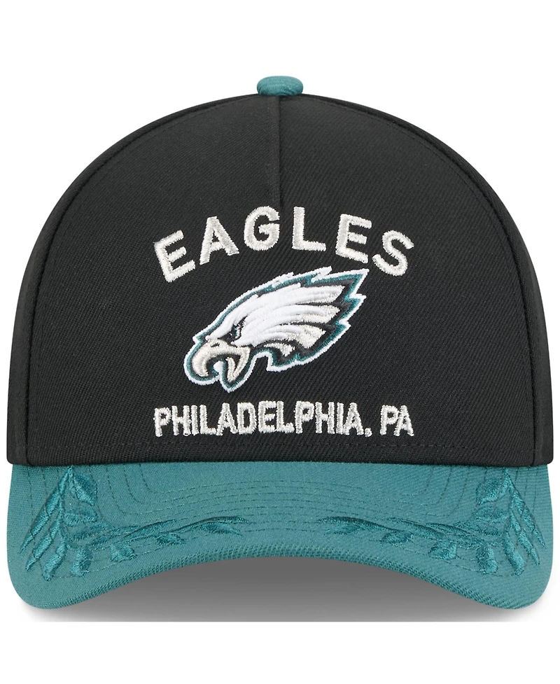 New Era Men's Black/Green Philadelphia Eagles 2025 Nfl Draft 9FORTY A-Frame M-Crown Adjustable Hat