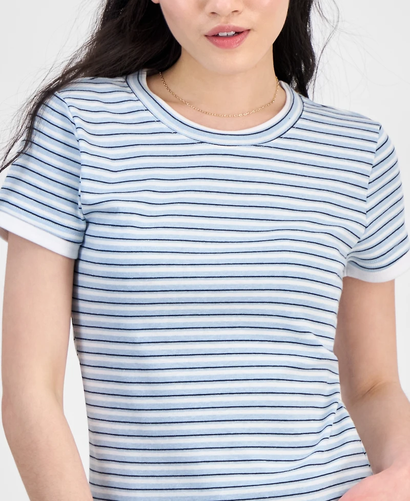Hippie Rose Juniors' Layered Look Striped T-Shirt