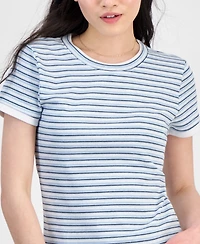 Hippie Rose Juniors' Layered Look Striped T-Shirt