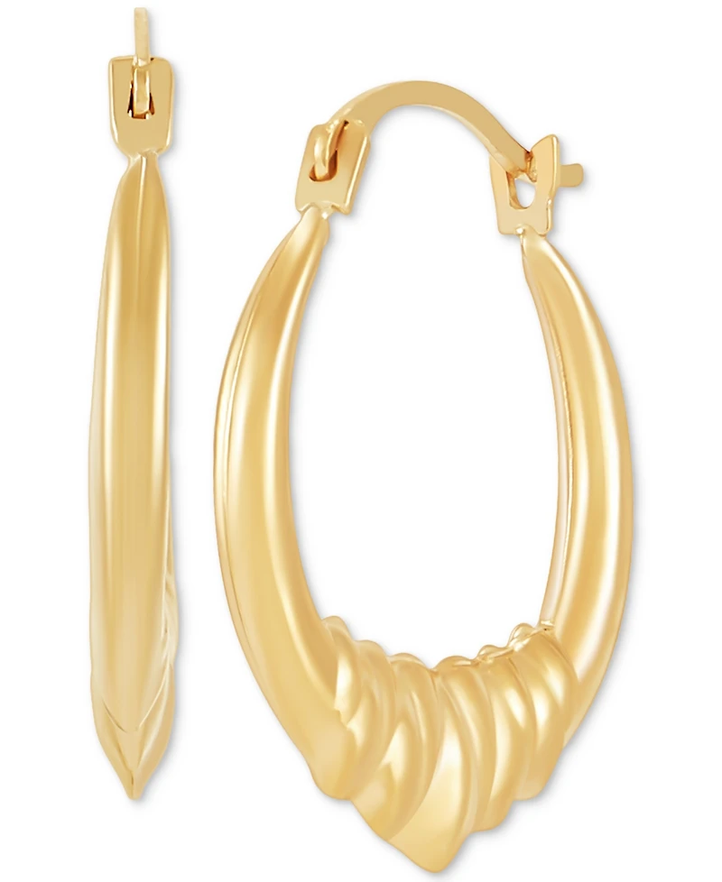 Polished Concentina Creole Small Hoop Earrings in 14k Gold, 0.79"