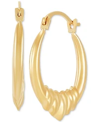 Polished Concentina Creole Small Hoop Earrings in 14k Gold, 0.79"