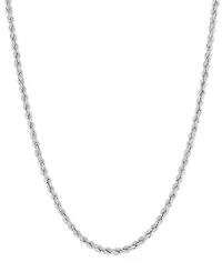 Italian Gold Polished Glitter Rope Link 22" Chain Necklace in 14k White Gold