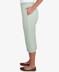 Alfred Dunner Women's Santa Fe Relaxed Crochet Hem Capri Pants