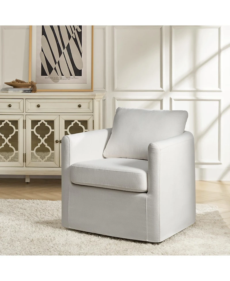 Modern Asser Slipcovered Swivel Chair