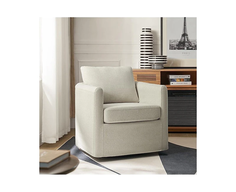 Modern Asser Slipcovered Swivel Chair