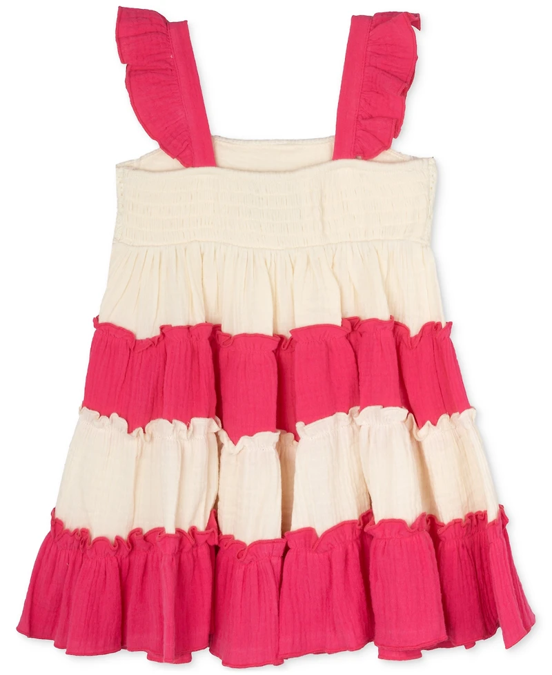 Rare Editions Baby Girls Flower Crochet Cotton Tiered Dress