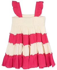Rare Editions Baby Girls Flower Crochet Cotton Tiered Dress