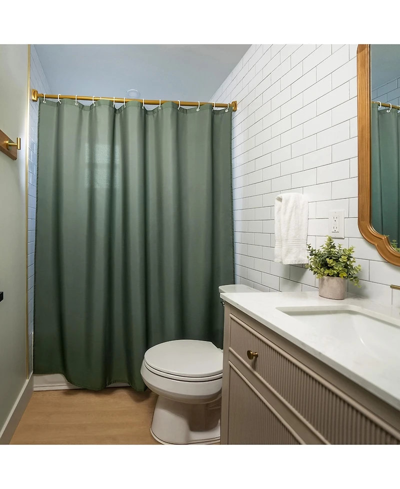 Americanflat 71x74 Solid Green Shower Curtain - Water Resistant - Polyester Fabric