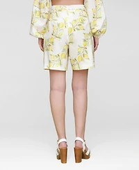 Avec Les Filles Women's Printed Pleat-Front Belted Shorts