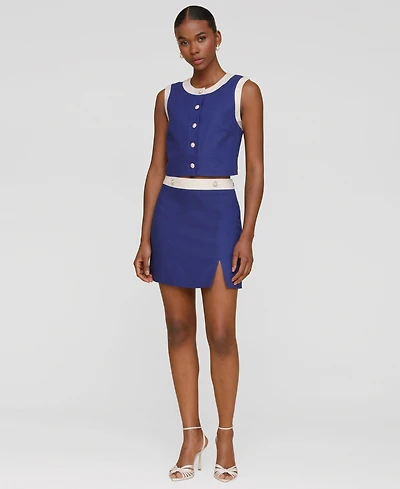 Avec Les Filles Women's Sleeveless Button-Front Top