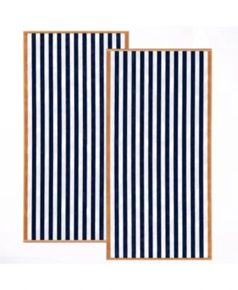 Linery Co. Oversized Cotton Stripe Border Beach Towel