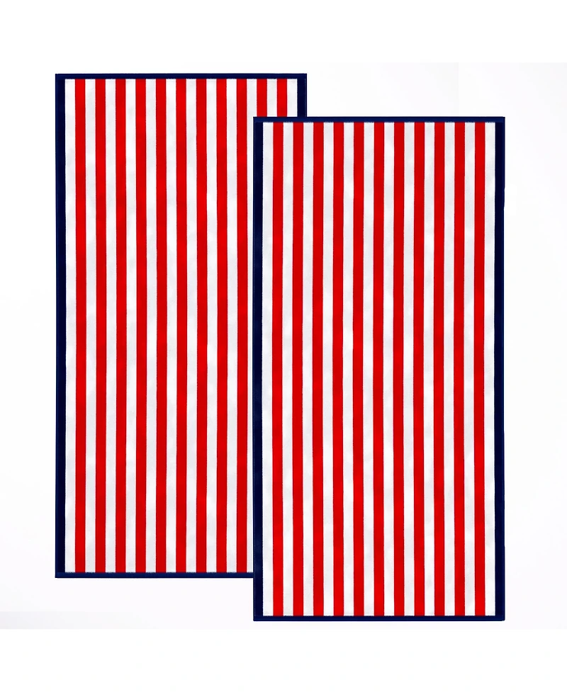 Linery & Co. Oversized Cotton Stripe Border Beach Towel