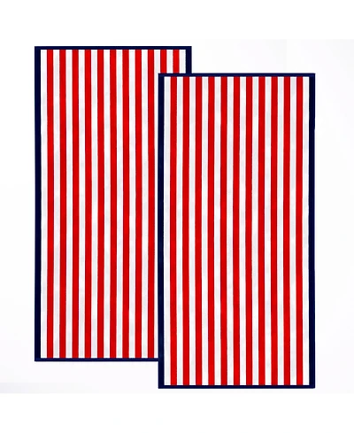 Linery & Co. Oversized Cotton Stripe Border Beach Towel