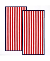 Linery & Co. Oversized Cotton Stripe Border Beach Towel