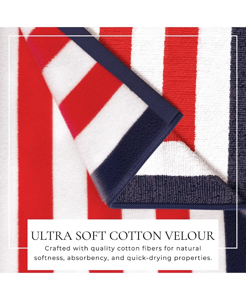 Linery & Co. Oversized Cotton Stripe Border Beach Towel