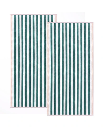 Linery & Co. Oversized Cotton Stripe Border Beach Towel