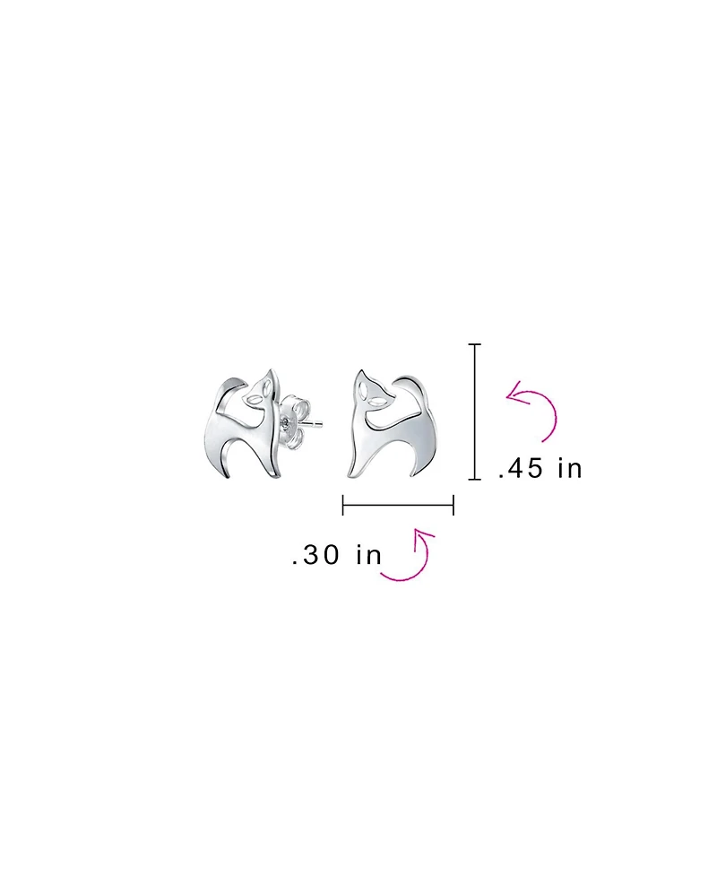 Bling Jewelry Siamese Cat Stud Earrings in Sterling Silver - Whimsical and Cute Pet Jewelry
