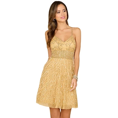 Lara Women's Beaded, Feather Cocktail Short