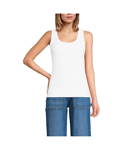 Lands' End Women's Drapey Rib Fitted Tank Top