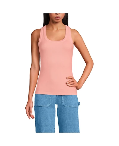 Lands' End Women's Drapey Rib Fitted Tank Top
