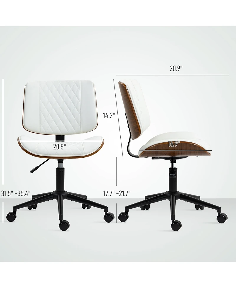 Homcom Home Office Chair No Arms with Wheels, 360 Swivel Desk Chair,