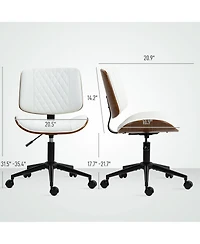 Homcom Home Office Chair No Arms with Wheels, 360 Swivel Desk Chair,