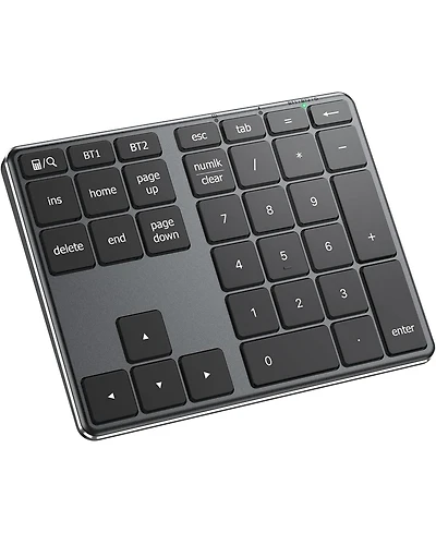 Number Pad, Aluminum Wireless Number Pad for Multi Devices, Usb-c Rechargeable, External 34-Keys