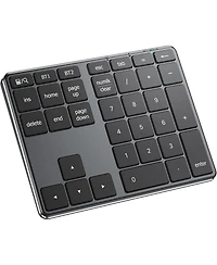 Number Pad, Aluminum Wireless Number Pad for Multi Devices, Usb-c Rechargeable, External 34-Keys