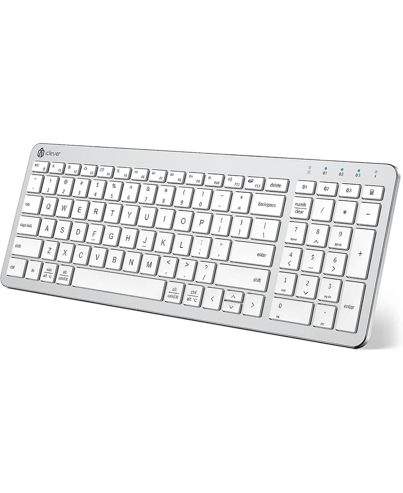 Rechargeable Bluetooth Keyboard, BKA26S Multi Device Keyboard Bluetooth 5.1 with Number Pad Ergonomic Design
