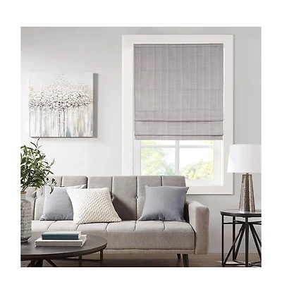 Basketweave Room Darkening Cordless Roman Shade, Single Panel for Bedroom, Thermal Insulated Window Blind Treatment for Living Room