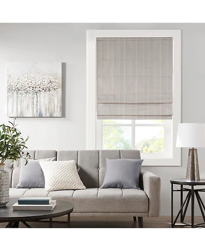 Basketweave Room Darkening Cordless Roman Shade, Single Panel for Bedroom, Thermal Insulated Window Blind Treatment for Living Room